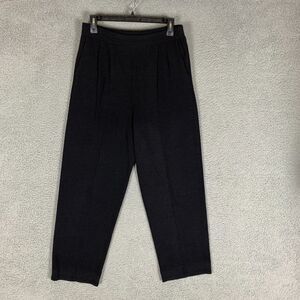 St. John Santana Knit Pants Women's 8 Black‎ Pleated High Rise Pull On Separates